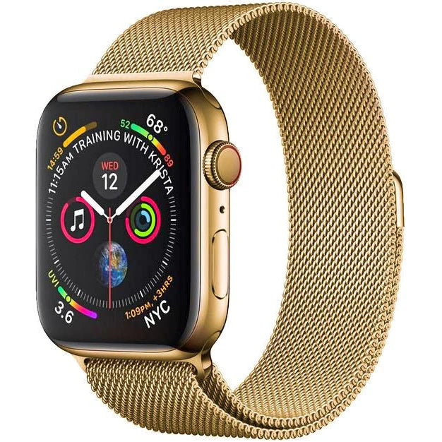 Gold aluminum apple top watch with black band