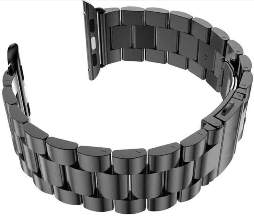 3 Beads Black Stainless Steel Apple Watch Strap