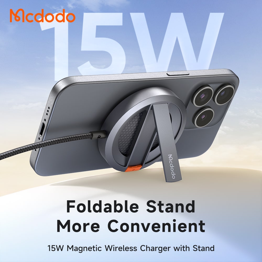 MCDODO 15w Magnetic Wireless Charger with Foldable Stand