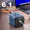 LDNIO 2500w 6 in 1  Dual Type C+USB Ports 3 Ways Socket Desktop Charging Station