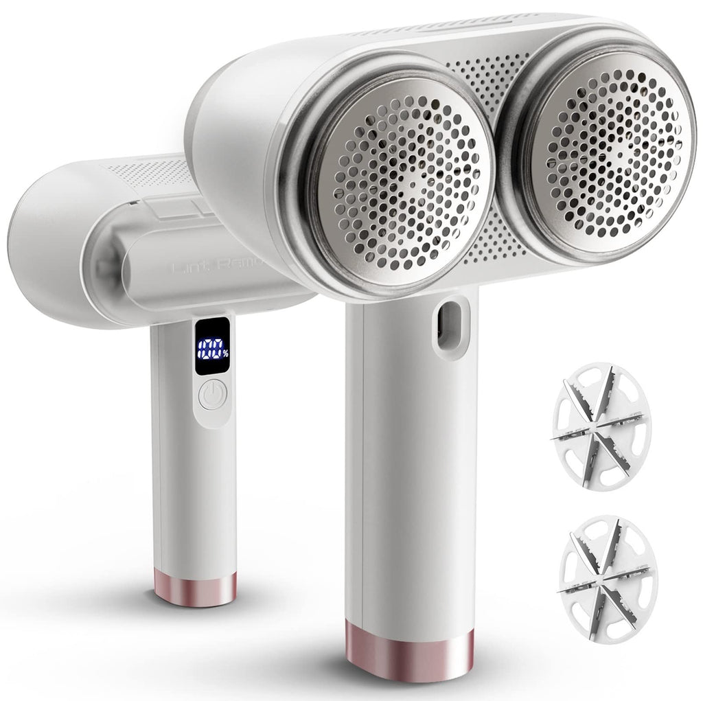 Upinmoer Double Head Rechargeable Fabric Shaver, Defuzzer Lint Remover with LED Display