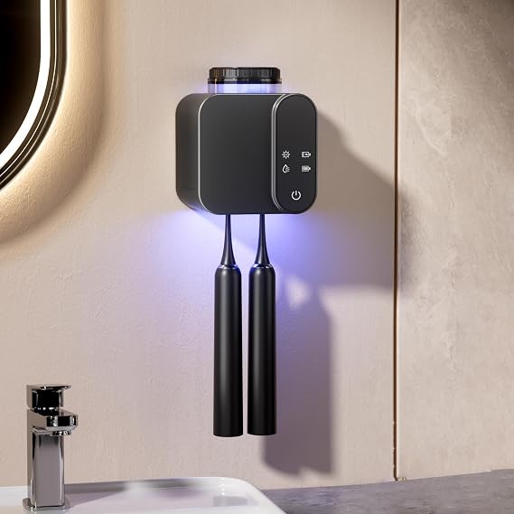 WEKITY Electric Wall Mounted Toothbrush Holders with Smart Drying and Cleaning, With Solar Charging