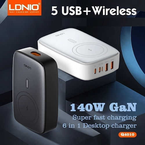 LDNIO 6 in 1  Multiport 140W Wireless Desktop Charger