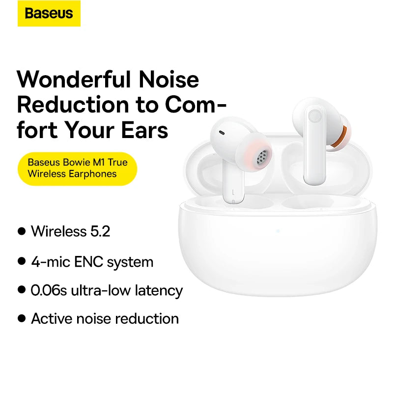 Baseus Bowie MZ10 True Wireless Bluetooth 5.2 Noise Cancellation Airphones