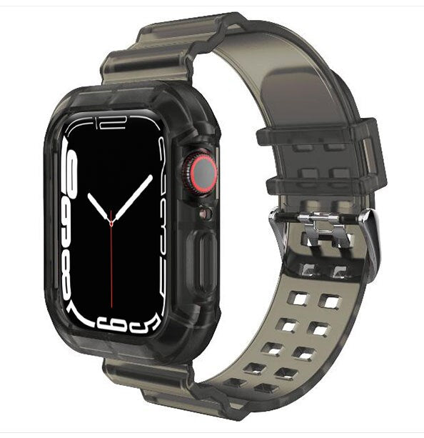 Soft Black Transparent silicone Strap With Case For Apple Watch