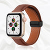 Brown Leather Magnetic Buckle Strap for Apple Watch