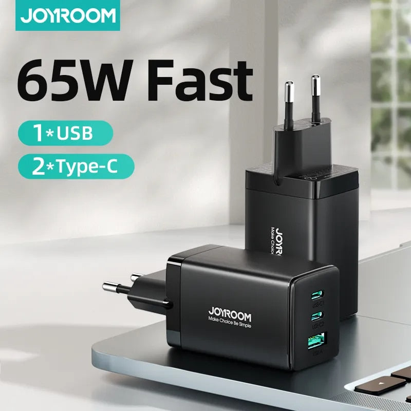 JOYROOM Gan 65W USB and Dual Type-C Charger with 100W Cable