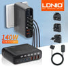 LDNIO 140W Gan 6 Port USB +Type C PD Desktop Fast Charger With LED Display