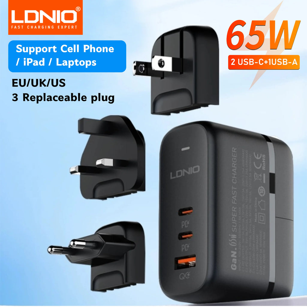 LDNIO GaN 65W USB + Type-C PD Universal Travel Fast Charger