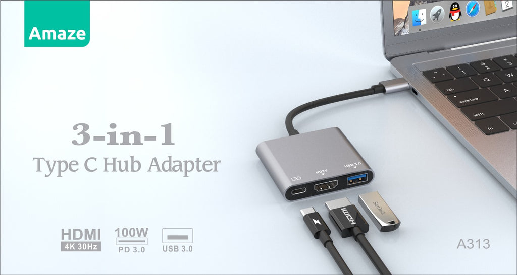 AMAZE Type C To HDMI USB 3.0 4k Hub – Phonetive.pk