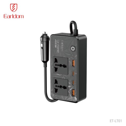 Earldom 200W Car Power Inverter Dual USB + Type C PD Charging Station