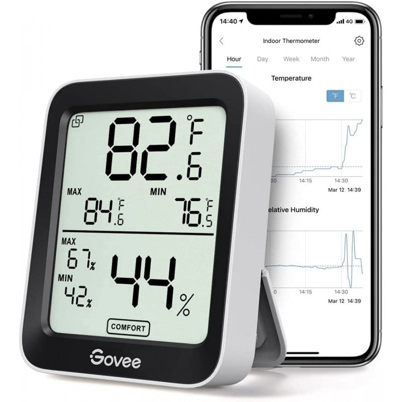 Govee Smart Humidity Thermo-Hygrometer Bluetooth with Remote App Control Notification Alert Data Storage Export