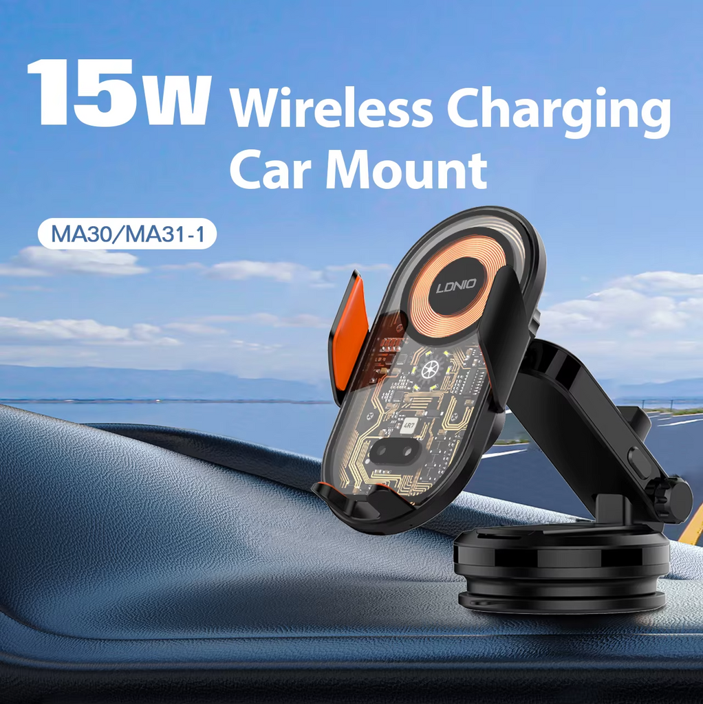 LDNIO 15W  Wireless Charging Car Mount Phone Holder