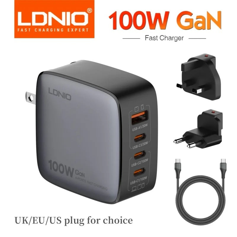 LDNIO 100W GAN 3 Type C + PD USB QC 5.0 Fast Charger