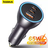 Baseus 65W USB+Type C PD QC 3.0 Fast Car Charger