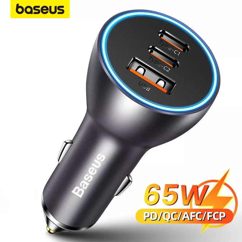 Baseus 65W USB+Type C PD QC 3.0 Fast Car Charger