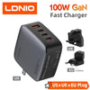 LDNIO 100W GAN 3 Type C + PD USB QC 5.0 Fast Charger