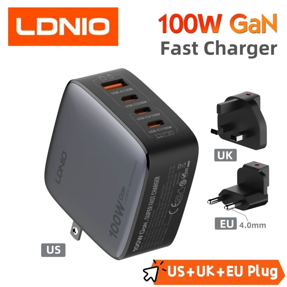 LDNIO 100W GAN 3 Type C + PD USB QC 5.0 Fast Charger