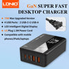LDNIO 70W GaN Digital Display Desktop Charger PD QC4.0 4 Ports USB and Type C