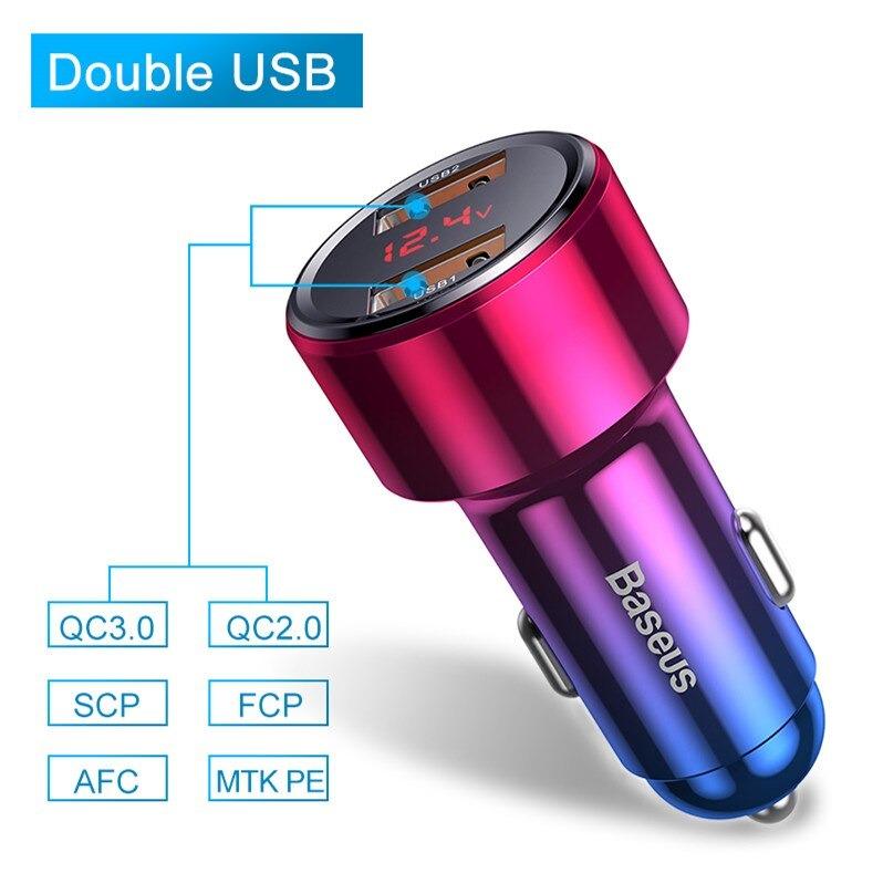 Baseus 45W QC 4.0 3.0 USB and Type-C PD Car Charger - Phonetive.pk