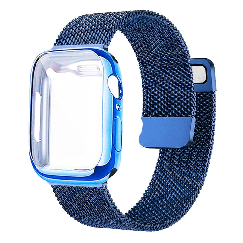Blue Milanese Loop Band with Case for Apple Watch