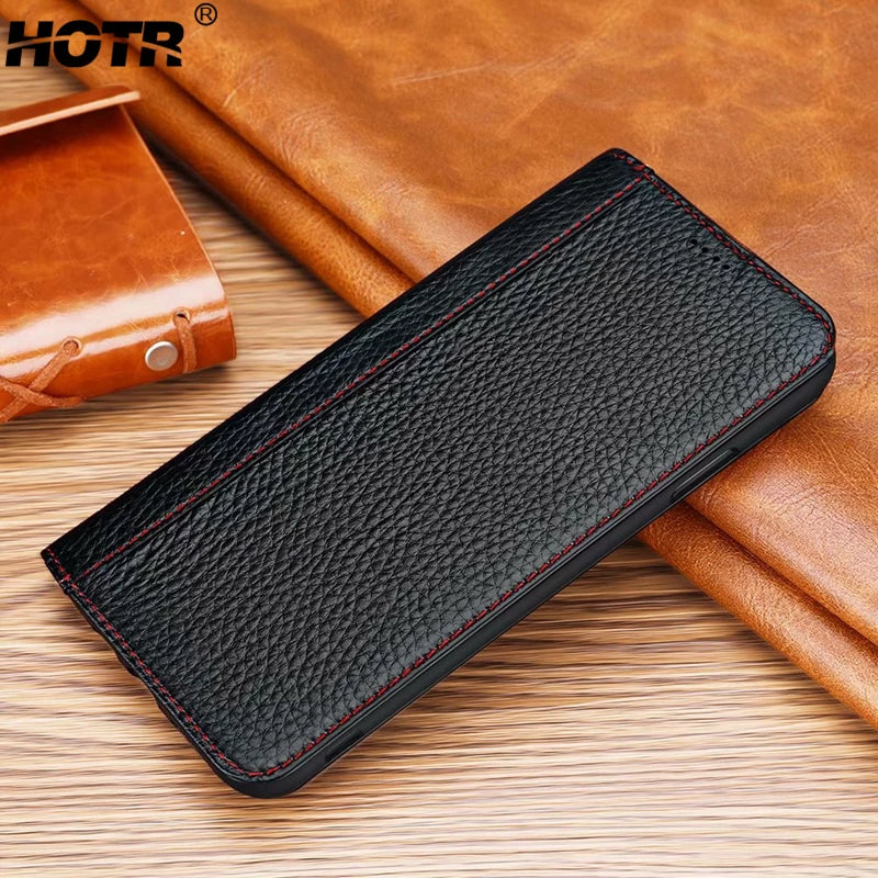 360 Genuine Leather Flip Magnetic Case for iPhone