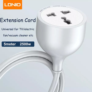 LDNIO 5m Power Strip Extension 2500w Indoor Outdoor Plug Socket