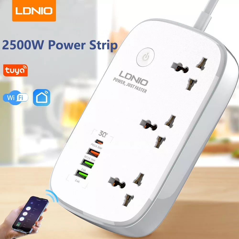 LDNIO WIFI Smart Power Strip 3 Outlet Socket PD & QC3.0 4 USB Charging Port