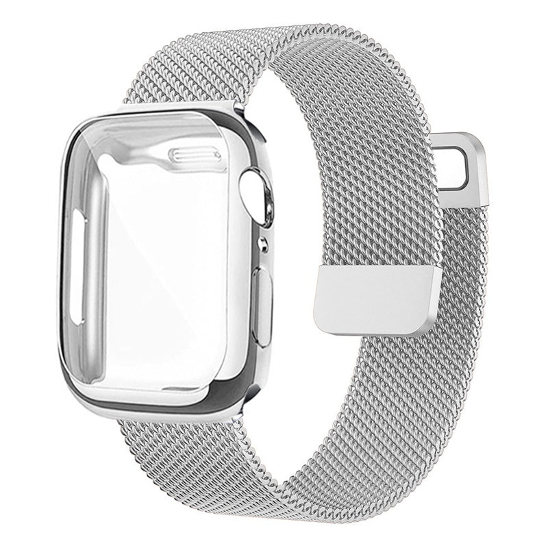Silver Milanese Stainless Steel with Case for Apple Watch
