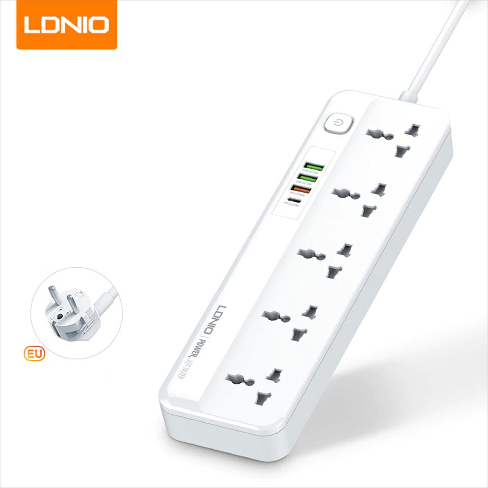 LDNIO Power Strip With 4 USB Extension Socket Plug 5 AC Outlet USB and Type C