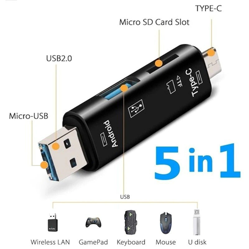 Type C & Micro USB OTG Card Adapter 3 In 1 USB-C Reader Flash Stick TF Read Plug For Mobile Phone PC Mac Computer